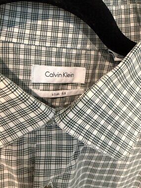 Mens Calvin Klein Plaid Slim Fit Dress Shirt sz. XL
